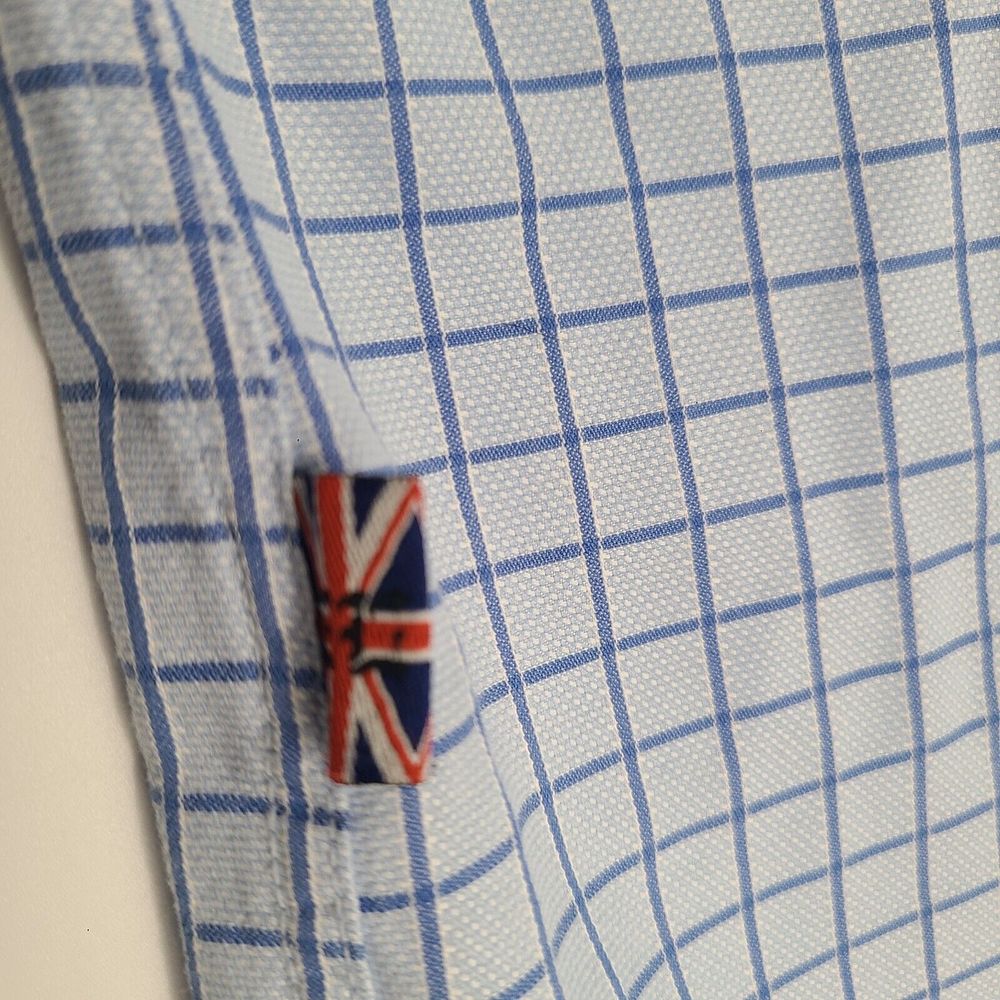 English Laundry Men's 16 1/2 32/33‎ Blue  Flip Cuff Long Sleeve Button Up Shirt - Picture 10 of 10